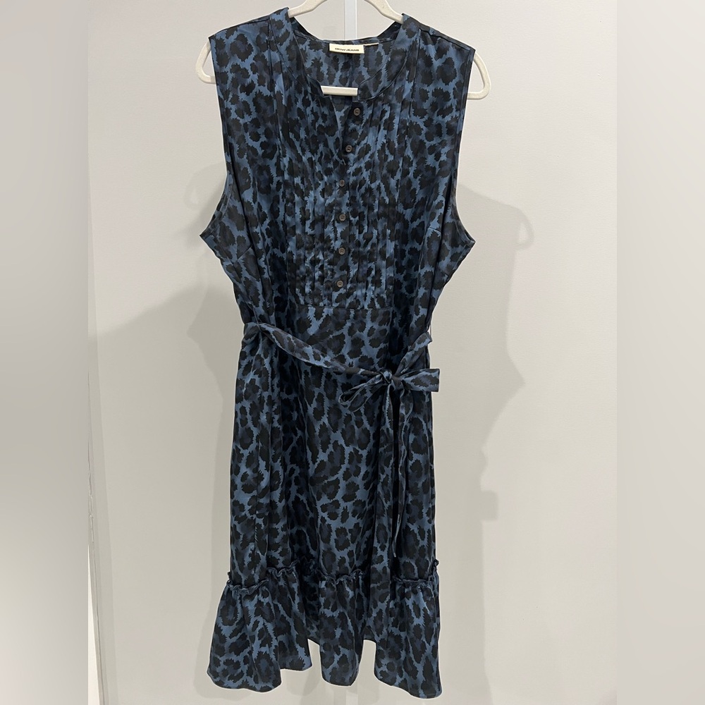 Dkny Blue Leopard Print Sleeveless Dress